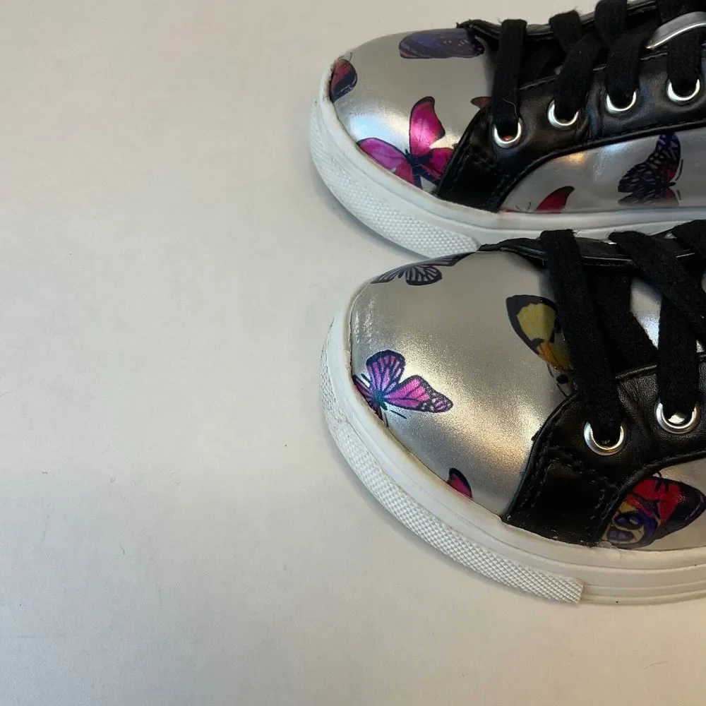 Steve Madden JWINGS Sneakers Silver Multicolor Girls Size 13 Glitter‎ Butterfly